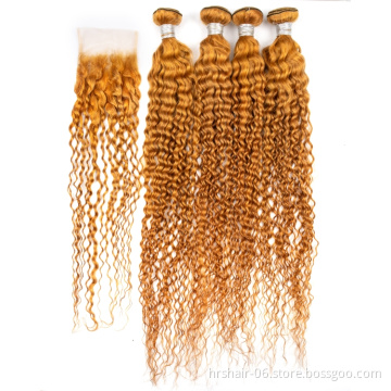 deep wave 30" Wholesale price Human Hair Cuticle Aligned Hair Free Sample 10A Silky Brazilian Hair Bundle with  4*4 lace closure